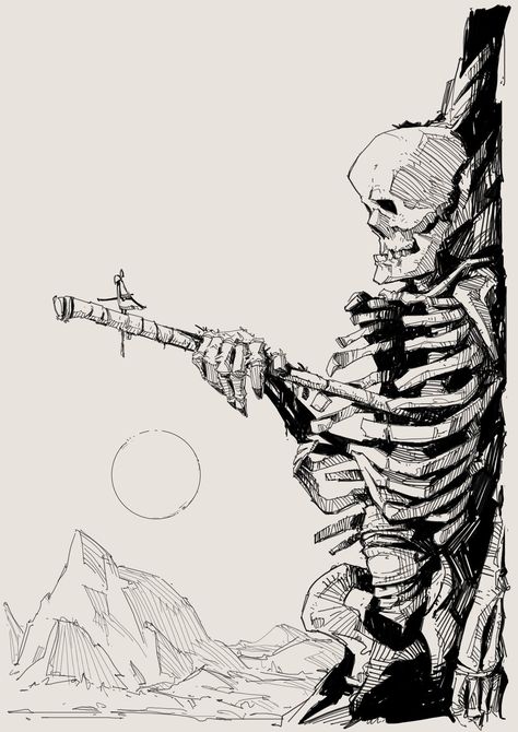 ‎George Brad‎. Fallen Giant. Giant Skeleton Art, Fallen Drawing, Giant Sketch, Giant Drawing, Giant Skeleton, Arte Peculiar, Daily Sketch, Pen Art Drawings, Sketches Tutorial