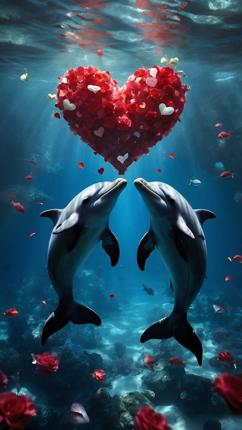 Dolphin Images, Dolphin Photos, Heart Iphone Wallpaper, Digital Art Gallery, Free Iphone Wallpaper, Iphone Wallpaper Photos, More Wallpaper, Beautiful Ocean, Love Wallpaper