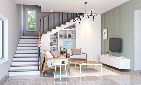 8 Tips To Rightly Place The Staircase As Per Vastu in Your Home on Design Cafehttps://www.designcafe.com Wooden Staircase Design, Small Tv Room, West Facing House, Modern Stair Railing, Luxury Staircase, Staircase Designs, House Porch, Stairs In Living Room, Staircase Storage