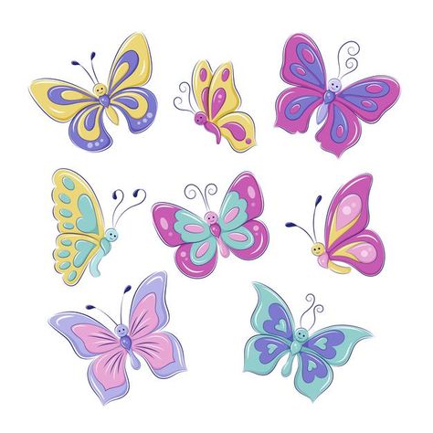 Butterfly Cartoon Images, Clothespin Crafts Christmas, Cute Rainbow Unicorn, Rainbow Butterflies, Cartoon Drawings Of Animals, Cartoon Butterfly, Butterfly Art Painting, Butterfly Kids, Butterfly Illustration