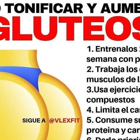 Alex Fdez |FITNESS & NUTRICION on Instagram: "COMO TONIFICAR Y AUMENTAR GLUTEOS por @vlexfit 🧔🏼 . Entrenalos 2 veces por semana para maximizar la hipertrofia y la ganacia muscular pero con 48 horas de descanso por el medio 🍑 . No solo trabaja los gluteos pero tambien los cuadriceps y femorales. Esto hara que tengan una mejor proporcion 🍑 . Usa ejercicios compuestos como la sentadilla y el peso muerto ya que puedes cargar mas peso en estos ejercicios y trabjar mas musculos a la vez 🍑 . Limita el cardio a 25 minutos o menospara asi no entrar en el catabolismo que te haria perder musculo🍑 . Consume 2 gramos de proteina por cada kilogramo de peso corporal y una fuente de carbohidratos en la comida pre entreno y post entreno para hacer que el cuerpo se recupere y cresca 🍑 . Entrena los g Protien For Glute Gain, Cardio, Gym, On Instagram