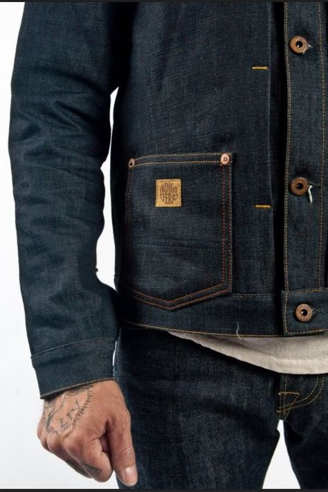 Inigoferrera denim jacket Style Masculin, Denim Workwear, Mens Fashion Rugged, Mode Jeans, Herren Outfit, Cooler Look, Selvedge Denim, Denim Jacket Men, Raw Denim