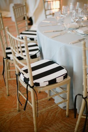 Love these black and White Striped Chair Cushions Beetlejuice Wedding, White Stripes Wedding, Striped Chair, Striped Wedding, Santa Barbara Wedding, Black White Wedding, White Chair, Chair Decorations, Decoration Inspiration