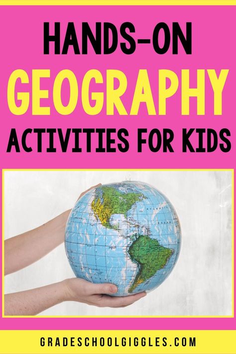 Hands-on activities are a fun way for kids to learn basic geography concepts. Whether you're looking for classroom activities or lessons to do at home, your kids will love learning about the world they live in with these ideas. Go outside and play a game of catch a country with an inflatable globe, create a 7 continents necklace with the free printable template, design a neighborhood map, or create a salt-dough island project to showcase landforms and bodies of water vocabulary terms. Geography Elementary Activities, Continent Activities For Preschool, Geography For Preschoolers, Geography Activities For Kids, Third Grade Geography, Geography Games For Kids, Landforms And Bodies Of Water, Continents Activities, Basic Geography