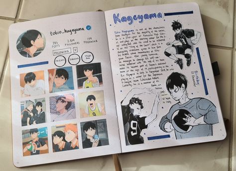 Anime Scrapbook Ideas, Haikyuu Journal, Anime Journal Ideas, Anime Scrapbook, Tobio Kageyama, Anime Journal, Bullet Journal Notes, Bulletin Journal Ideas, Journal Spreads