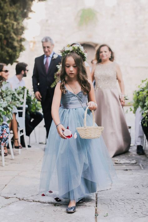 Ice Blue Bridesmaid Dress, Hvar Croatia, Flower Girl Card, Azul Serenity, Flower Girl Dresses Blue, Boho Flower Girl, Girls Attire, Blue Wedding Flowers, Planning Tools