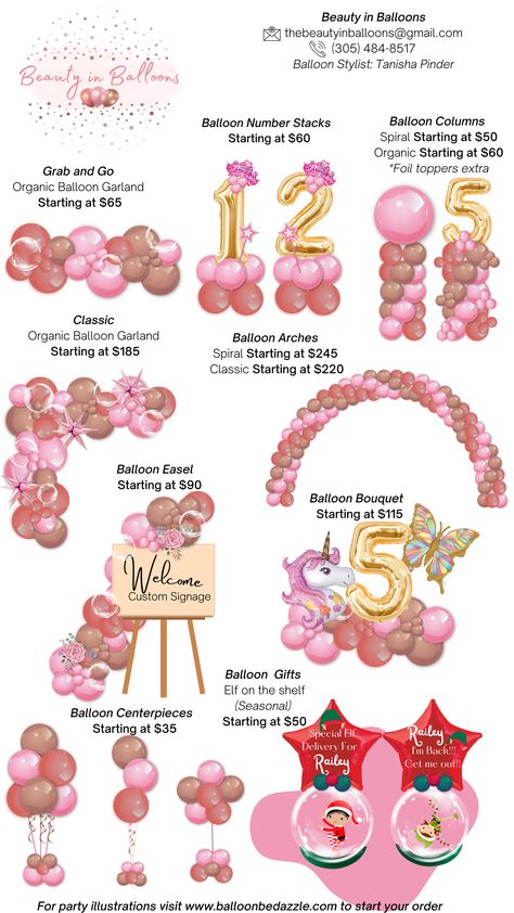 Balloon Pricing Guide, Number Balloon Columns, Grab And Go Balloon Garland, Balloon Pricing, Balloon Arch Backdrop, Party Balloons Diy, Cheap Party Decorations, Balloon Prices, Balloon Template