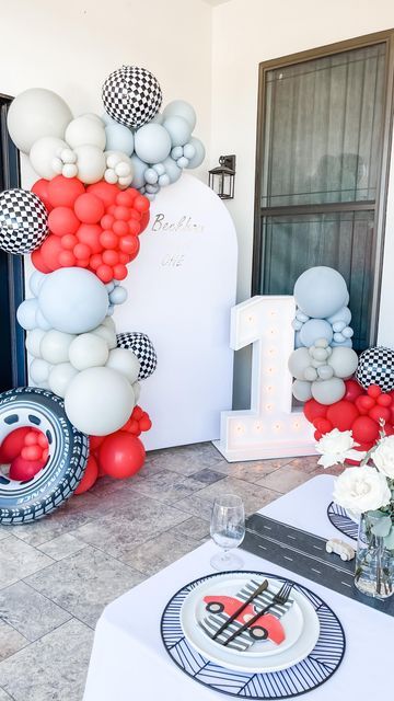 1st Birthday Boy Car Theme, Formula One First Birthday Party, First Race Birthday, Fast One Birthday Party Backdrop, Vintage Car Party Theme, 1st Lap Birthday Party, Fast One Birthday Balloons, F1 First Birthday Party, Formula 1 Baby Birthday