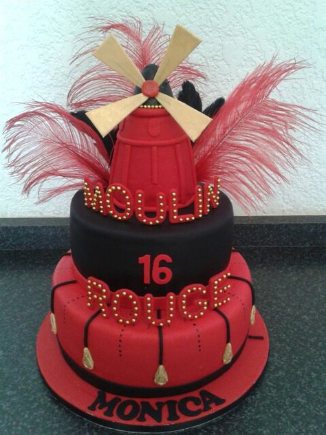 Moulin Rouge cake Moulin Rouge Themed Party, Moulin Rouge Theme Party Decoration, Moulin Rouge Party Food, Moulin Rouge Birthday Party, Mulan Rouge Party Burlesque Theme, Moulin Rouge Theme Party, Moulin Rouge Cake Ideas, Moulin Rouge Cake, Burlesque Party Decorations