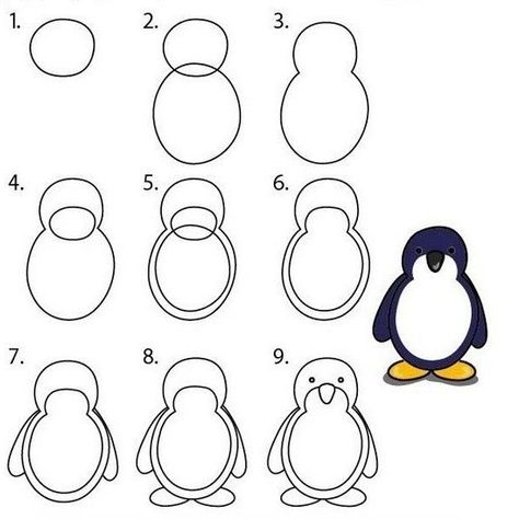 como-dibujar-pinguino Draw A Penguin, Penguin Drawing, Polar Animals, Penguin Art, Homeschool Art, Winter Art, Drawing Lessons, Elementary Art, Learn To Draw