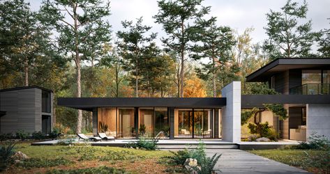 Twilight House, Ny House, Contemporary Mountain Home, House In New York, Guest House Plans, Dense Forest, Facade Architecture Design, Knysna, Villa Plan