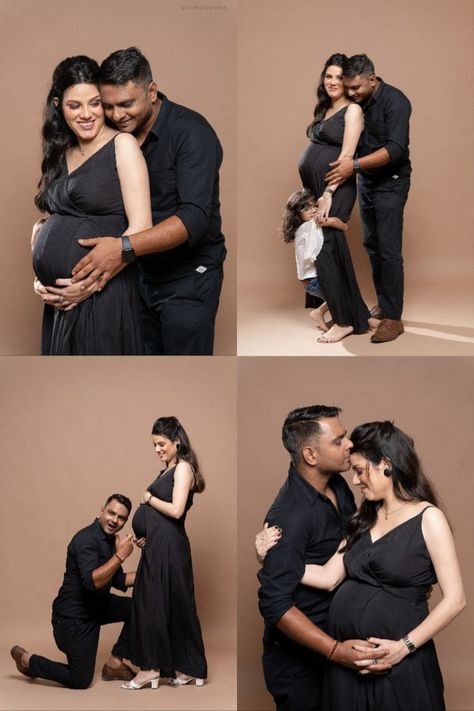 Photoshoot Poses Studio, Pregnancy Photoshoot Poses, Family Pregnancy Photoshoot, Couple Pregnancy Pictures, Indoor Maternity Photos, Couple Maternity Poses, Indoor Maternity Photography, Maternity Props, Baby Bump Photoshoot