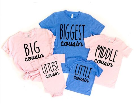 Big Cousin Little Cousin Shirts, Shirts For Cousins, Big Cousin Shirt, Cousin Shirts, Vacation Birthday, Gender Announcements, Fertility Health, Cousin Crew, Group Shirts