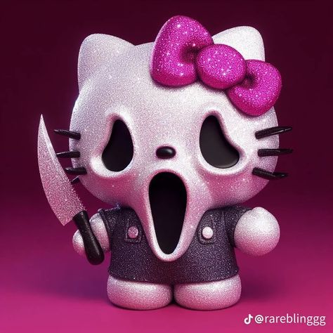 Ghost Face Hello Kitty, Hello Kitty Grills, Hello Kitty With Grills, Scream Hello Kitty, Sokka Fanart, Alastor Comic, Lucifer X Alastor, Lock Shock And Barrel, 헬로키티 배경화면