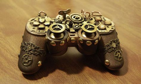 Représentation Steampunk d'une manette de PS4 Gamer Room Diy, Video Game Controllers, Steampunk Gadgets, Steampunk Items, Video Games Ps4, Steampunk Aesthetic, Steampunk Tendencies, Mode Steampunk, Art Steampunk