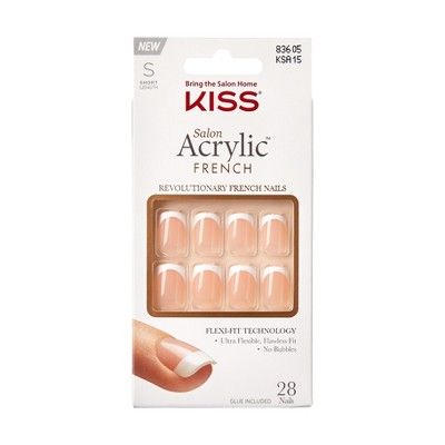 Acrylic French Manicure, Kiss Press On Nails, Acrylic French, Kiss Products, Pink Gel Nails, Gel Glue, Acrylic Press On Nails, Manicure Set, Nail Glue