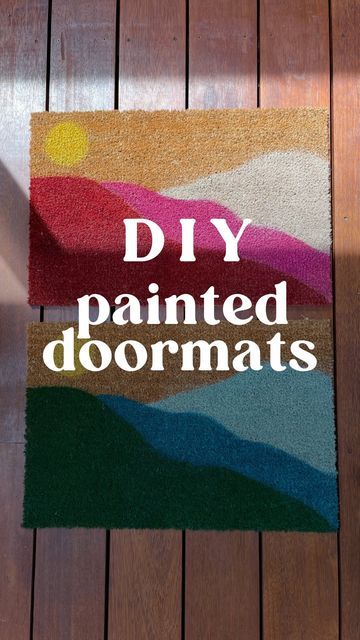 Paint Welcome Mat Diy, Make Your Own Door Mat, Paint A Doormat, Painted Coir Doormat Diy, Paint Your Own Doormat, Painted Door Mat Diy, How To Paint Door Mat, Doormat Ideas Easy Diy, Painting Doormats Diy