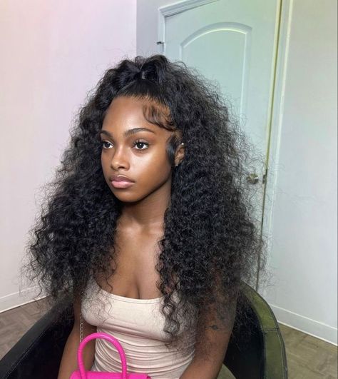 Curly Half Up Half Down Weave Short, Short Spiky Haircuts, Sleek Ponytail Hairstyles, Frontal Wig Hairstyles, Birthday Hairstyles, Black Ponytail Hairstyles, Quick Weave Hairstyles, Pretty Braided Hairstyles, Hair Ponytail