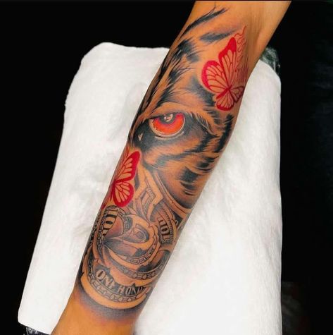 Inner Forearm Tattoo Black Woman, Tattoos For Women Black, Red And Black Skull Tattoo, Female Sleeve Tattoo Black Women Meaningful, Tat Sleeves For Women, Baddie Tattoo Ideas Female Forearm, Black Girls Tattoos Ideas, Tattoos Black Women Arm, Kagandahan Tattoo