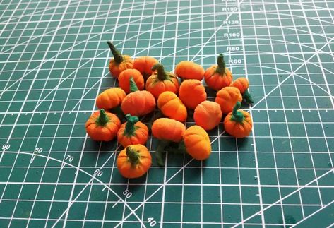 Diy Tiny Pumpkins, Mini Pumpkins Decor, Plastic Pumpkins, Miniature Projects, Dolls Houses, Diy Pumpkin, Miniature Diy, Mini Pumpkins, Diy Halloween Decorations