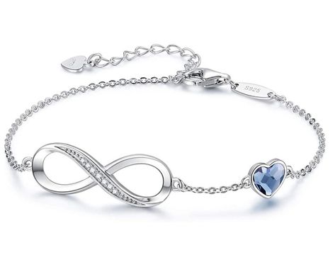 😍Beautiful infinity bracelet with cute blue heart symbol.😍 Infinity Heart Symbol, Silver Jewellery Indian, Jewellery Indian, Infinity Heart, Heart Symbol, Anniversary Jewelry, Jewelry Birthday, Infinity Symbol, Birthday Jewelry Gift