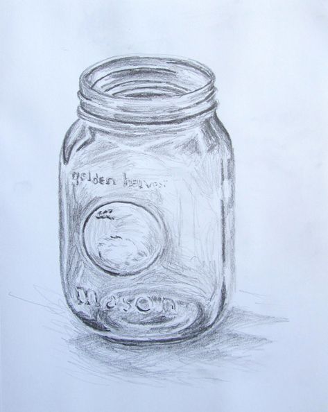 Mason Jar Drawing, Jar Sketch, Jar Drawing, Drawing Template, Painted Jars, Drawing Templates, Jam Jar, Art How, Creative Drawing