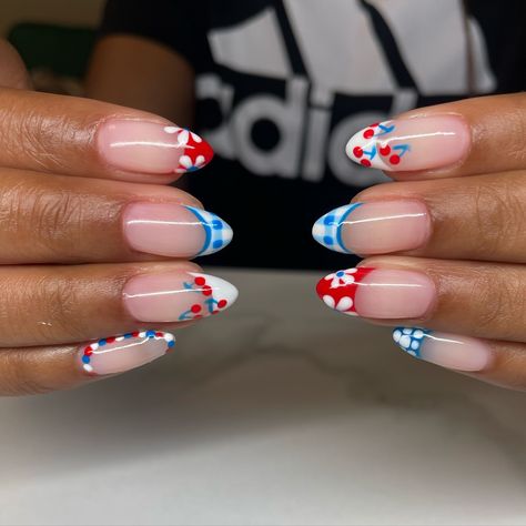 4th of July dump????? - - #nailtech #nails #geloverlay #promnails #nailtech #nails #nailart #summernails #fallnails #nailart #summer #brightnails #cutenails #summernailinspo #nailinspo #utahnails #nailideas #woodscross #bountiful #smallbuisness #halloweennails #handpainted #bountifulnailsalon #woodscrossnailsalon #woodscrosssalon #bows #thanksgivingnails #christmasnails #holidaynails South Carolina Nails, Red White And Blue Nails, White And Blue Nails, Nailart Summer, July Dump, Fourth Of July Nails, Girly Acrylic, Gel Overlay, 4th Of July Nails