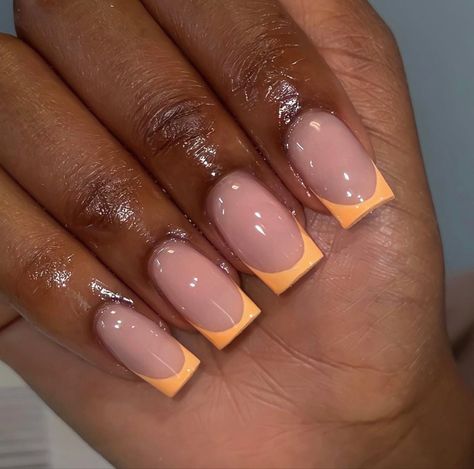 Nail Art Orange, Almond Acrylic Nails Designs, Orange Acrylic Nails, Short Square Nails, French Tip Acrylic Nails, French Acrylic Nails, Short Square Acrylic Nails, Nails Only, Acrylic Nails Coffin Short