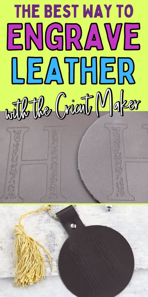 How to engrave leather. DIY leather engraving tips. The best tips to customize leather. Diy Leather Engraving, Leather With Cricut, Cricut Maker 3, Leather Engraving, Engraving Tools, Leather Rivets, Clay Pot Crafts, Leather Cuts, Leather Crafts