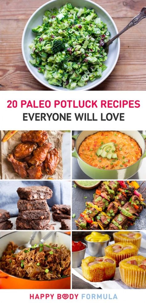 20 Paleo Potluck Recipes Everyone Will Love Foods For Potluck, Paleo Potluck, Recipes Potluck, Main Dish For Potluck, Batch Recipes, Paleo Appetizers, Paleo Main Dishes, Potluck Dinner, Paleo Dishes