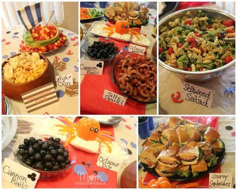 first birthday party ideas on a budget | Jake and the Never Land Pirates Birthday Party Food Pirate Party Food Ideas, Pirate Party Food, Pirate Food, Party Food For Adults, Birthday Party Menu, Peter Pan Party, Birthday Menu, Ideas Cumpleaños, Pirate Theme Party