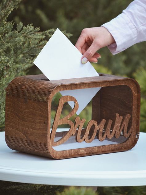 Card Box For Wedding, College Graduation Party Decorations, Wood Card Box, Rustic Card Box, Personalized Wedding Card Box, Wooden Card Box, Money Box Wedding, Unique Wedding Cards, Engagement Card