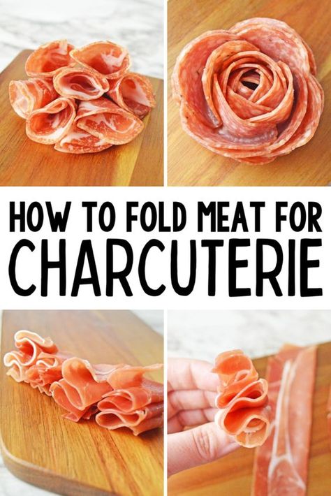 Red Neck Charcuterie Board, Charcuterie Boxes Wedding, Folding Salami For Charcuterie Board, Charcuterie Board 101, How To Roll Meat For Charcuterie Board, Lunch Meat Charcuterie Board, Charcuterie Board Presentation, Charcuterie Board Prosciutto Fold, Meat Tray Ideas Charcuterie Board