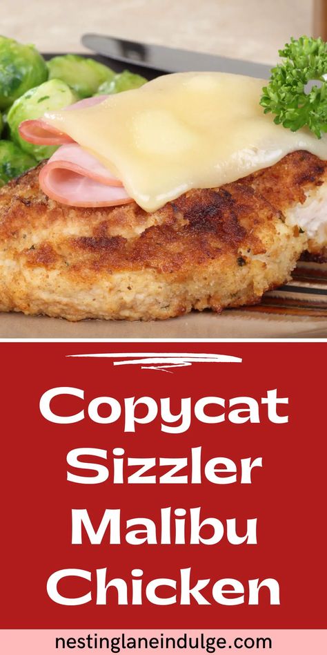 Indulge in the exquisite Copycat Sizzler Malibu Chicken Recipe, a classic favorite bringing together tender chicken, breadcrumbs, flour, salt, and pepper. Topped with a slice of ham and cheese and paired with a signature mustard-mayo dipping sauce, it's a treat for the senses. Ideal for family meals, dinner parties, or a simple weeknight indulgence. Serve with your favorite side dish and enjoy a restaurant-quality meal at home. Kid-friendly and perfect for meal prepping! Malibu Chicken Recipe Sizzler, Sizzler Malibu Chicken Sauce, Malibu Chicken Sauce, Maui Chicken Recipe, Sizzler Malibu Chicken, Malibu Chicken Recipe, Chicken Breadcrumbs, Malibu Recipes, Malibu Chicken