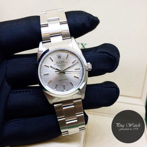 Rolex 34mm Oyster Perpetual Sunburst Silver Indexes Air-King REF: 14000M (D Series)! Rolex Oyster Perpetual 34 Mm, Air King, Rolex Air King, Rolex Oyster Perpetual, Rolex Oyster, Oyster Perpetual, Omega Watch, Rolex, Pouch