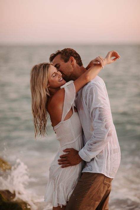 #couplesession #beachsession #floridaphotographer #floridaengagement #beachshoot #engaged #sarasotawedding #sarasotabeachwedding #coupleposes #engagementpose Engagement At The Beach, Couple Shoot On Beach, Couple Shoot Beach Photography, Romantic Beach Photoshoot Couple, Wedding Beach Photography, Beach Couple Pictures Photography, Beach Engagement Photos Poses, Beach Couples Shoot, Couple Shoot Beach