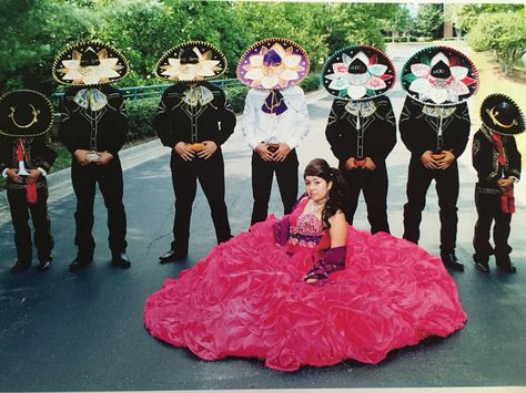 Mexican quinceañera dress and charro themed party Quinceanera Chambelanes Outfits, Mexican Theme Party Outfit, Quinceanera Chambelanes, Mexican Theme Dresses, Chambelanes Outfits, Quinceanera Dresses Mexican, Quinceanera Theme, Mexican Quinceanera, Mexican Quinceanera Dresses