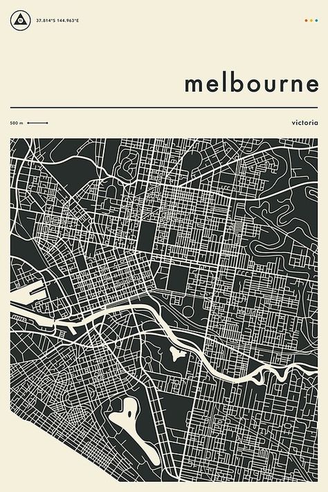 Map Location Poster Design, Map Of City Art, Melbourne Map Illustration, City Maps Illustration, Melbourne Map, London Map Poster, Weather Books, Art Deco Travel Posters, Blue Map