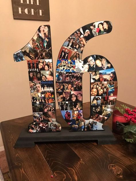 Standing Wooden Number Collage (2 Numbers) Number Collage, Sweet 16 Party Decorations, Sweet Sixteen Birthday Party Ideas, Collage Foto, Photo Collage Gift, Cute Birthday Ideas, Diy Birthday Gifts For Friends, Wooden Numbers, Creative Birthday Gifts