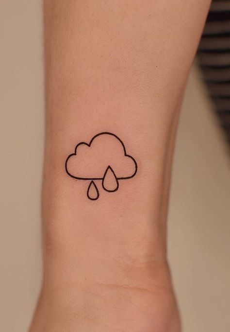 Rainy Cloud Tattoo, Small Cloud Tattoo, Rain Cloud Tattoos, Bella Tattoo, Small Clouds, Cloud Tattoo, 3 Tattoo, London Tattoo, Rain Cloud