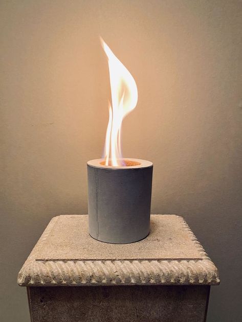 Tiny tabletop fire pit from Etsy Table Fire Pit, Mini Fire Pit, Smores Dip, Indoor Fire Pit, Concrete Fire Pit, Smores Bar, Smores Dessert, Minimalist Candles, Tabletop Firepit