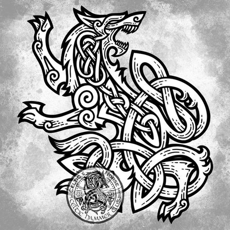 Nordic Wolf Tattoo Design, Viking Tattoo Design Drawings, Wolf Viking Tattoo, Viking Wolf Design, Viking Wolf Tattoo Design, Fenrir Tattoo Design, Norse Wolf Tattoo, Viking Wolf Tattoo, Nordic Wolf