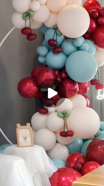 Cherry Balloons, Cherry Party Decorations, Cherry Party, Christmas Decora, Candy Land Christmas Decorations Diy, Wooden Christmas Tree Decorations, Christmas Float Ideas, Candyland Decorations, Candy Christmas Decorations