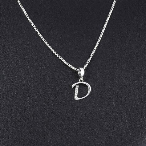 "Letter \"D\" pendant charm can be the perfect personalized gift for someone whose name starts with the letter \"D\" and a great idea for personalizing your charm bracelet. The charm is made from 925 sterling silver and designed with eight gorgeous sparkling cubic zirconia crystals. Create your own alphabet charm collection and express yourself. Initial 'D' pendant charm is ideal for any European charm bracelets or necklace. Check our complete collection of initial charms here: https://www.etsy. Letter D Necklace, D Necklace, Mens Accessories Necklace, D Initial, Letter Necklace Silver, The Letter D, Alphabet Charm, Charm Collection, Letter Pendant Necklace