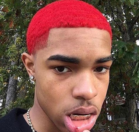 Red Waves Hair Black Men, Black Men Hair Colour, Faded Hair Color, Black Haircut Styles, Red Hair Boy, Boys Colored Hair, Latest Hair Braids, Short Dyed Hair, Drop Fade Haircut