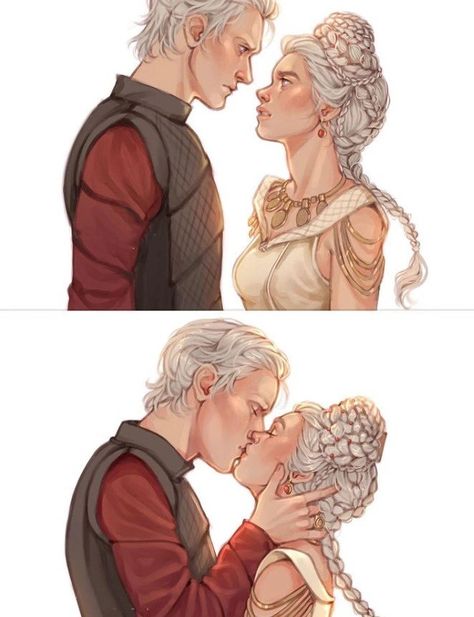 Daemyra Kiss, Rhaenyra And Daemon Fan Art, Daemyra Fan Art, Forest Elf Aesthetic, Daemon And Rhaenyra, Dragon Master, Daenerys Stormborn, Dragon House, Daemon Targaryen