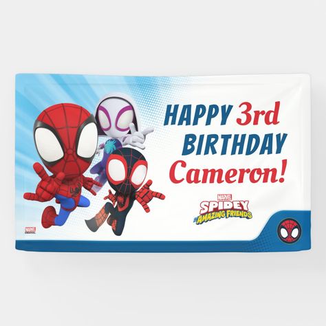 Marvel Birthday Party Decorations, Spidey Birthday Party, Birthday Party Spiderman, Spidey Birthday, Marvel Birthday Party, Top Gifts For Kids, Spiderman Birthday Party, Happy Birthday Signs, Superhero Birthday Party