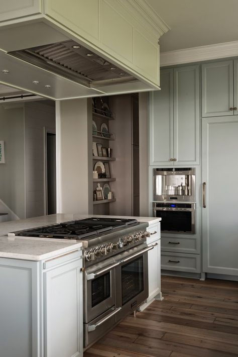 House of Turquoise: Mondavi Home   Reu Architects Kitchen Island Exhaust Hood, Oven Built Into Island, Flat Top Stove Island, Cooktop In Island With Hood, Stovetop On Kitchen Island, Range On Island Kitchen, Kitchen Stove Placement, Island Stove With Vent Hood, Island Vent Hood Ideas