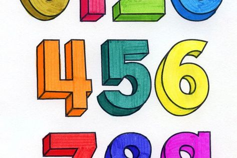 How to Draw 3D Numbers 3d Numbers Drawing, Numbers Art, How To Draw 3d, 3d Numbers, Number Board, Draw 3d, Education Post, Number Drawing, Art Projects For Kids