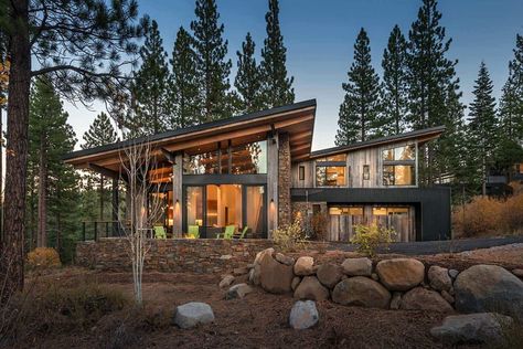 Mountain Modern Home, Mountain Home Exterior, Martis Camp, Modern Mountain Home, Mountain Modern, Modern Mountain, Mountain Homes, Mountain Home, Mountain House